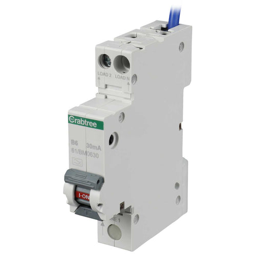 Crabtree Starbreaker 6A 1P+N 1 Module B Curve 6kA 30mA Compact Type A Rcbo
