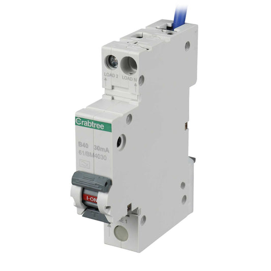 Crabtree Starbreaker 40A 1P+N 1 Module B Curve 6kA 30mA Compact Type A Rcbo