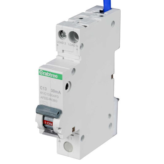 Crabtree 13A 1P+N 1 Module C Curve 6kA 30mA Type A Afdd Combined Rcbo