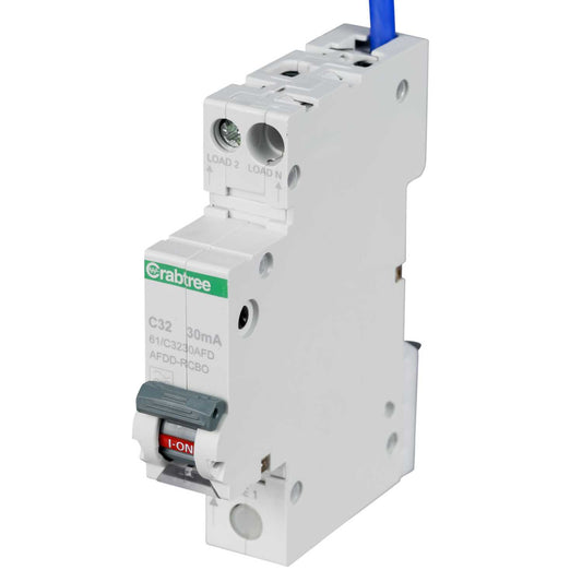 Crabtree 32A 1P+N 1 Module C Curve 6kA 30mA Type A Afdd Combined Rcbo