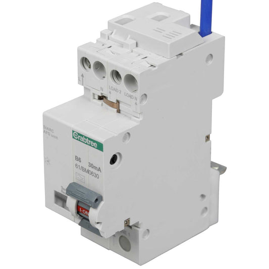 Crabtree 6A 1P+N 2 Module B Curve 6kA 30mA Type A Afdd Combined Rcbo