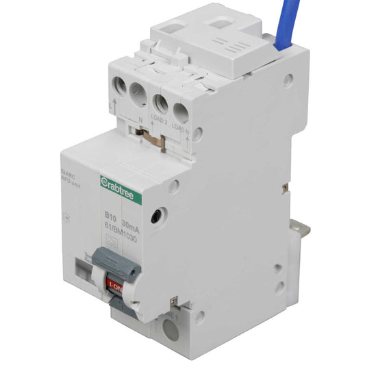 Crabtree 10A 1P+N 2 Module B Curve 6kA Type A 30mA Afdd Combined Rcbo
