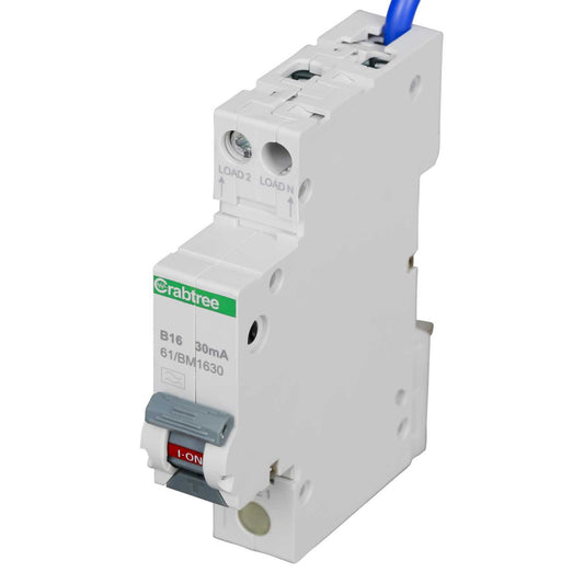 Crabtree Starbreaker 16A 1P+N 1 Module B Curve 6kA 30mA Compact Type A Rcbo