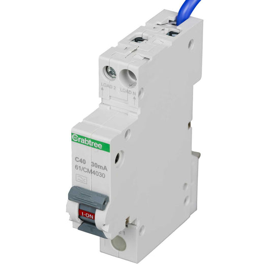 Crabtree Starbreaker 40A 1P+N 1 Module C Curve 6kA 30mA Type A Rcbo