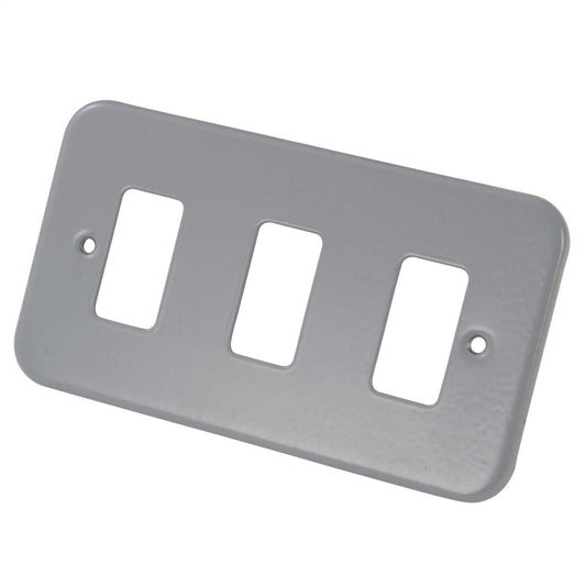 Crabtree 3 Gang Grid Front Plate Metalclad
