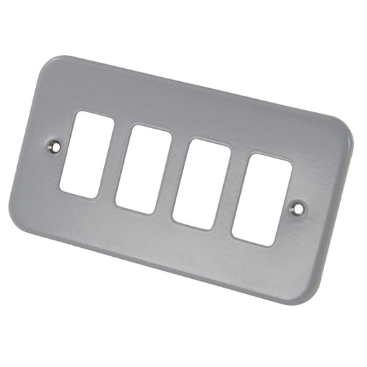 Crabtree 4 Gang Grid Front Plate Metalclad