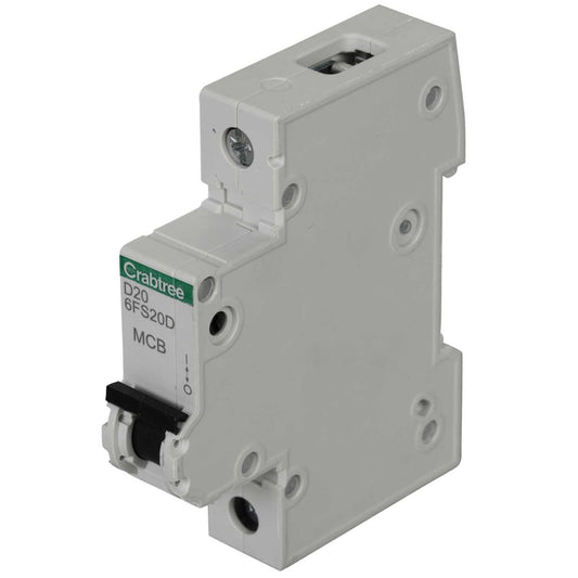 Crabtree Loadstar 6FS 20A Single Pole 6kA D Curve MCB