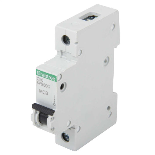 Crabtree Loadstar 6FS 50A Single Pole 6kA C Curve MCB