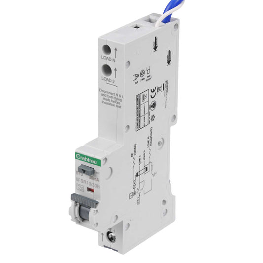 Crabtree Loadstar 10A 1P+N 1 Module B Curve 6kA 30mA Type A Rcbo