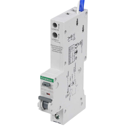 Crabtree Loadstar 10A 1P+N 1 Module C Curve 6kA 30mA Type A Rcbo