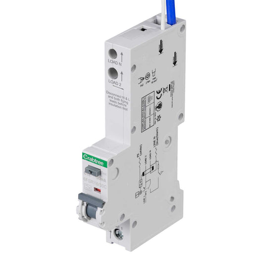 Crabtree Loadstar 16A 1P+N 1 Module C Curve 6kA 30mA Type A Rcbo