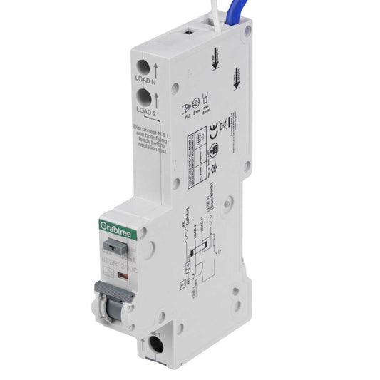Crabtree Loadstar 32A 1P+N 1 Module C Curve 6kA 30mA Type A Rcbo