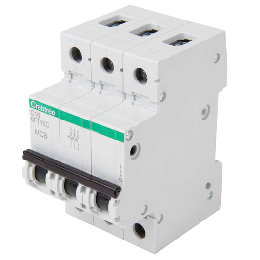 Crabtree Loadstar 16A Triple Pole 6kA C Curve MCB
