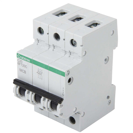Crabtree Loadstar 20A Triple Pole 6kA C Curve MCB