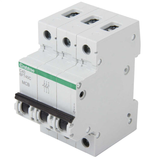 Crabtree Loadstar 40A Triple Pole 6kA C Curve MCB