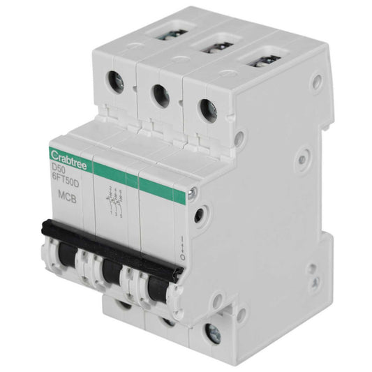 Crabtree Loadstar 50A Triple Pole 6kA D Curve MCB