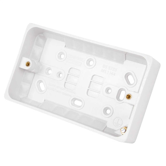 Crabtree 2 Gang 29mm Pattress Back Box with Earth Terminal White