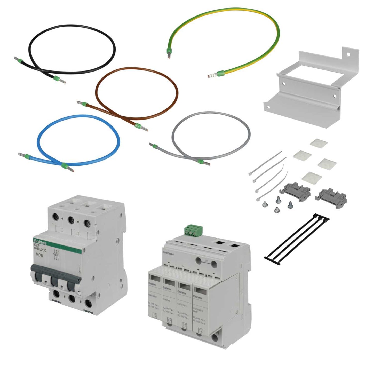 Crabtree 40kA 4 Module 3 Pole and Neutral Type 2 Surge Protector Kit