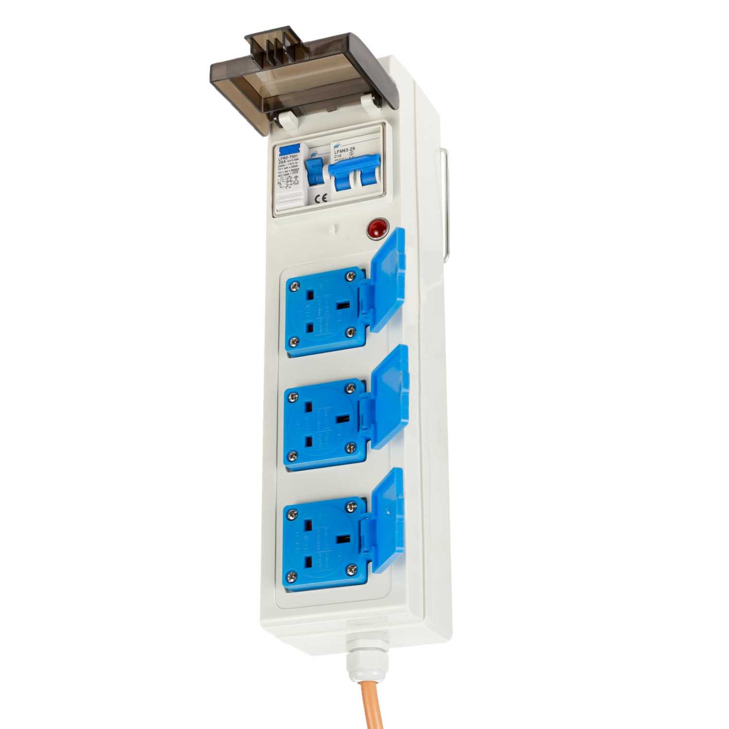 15m 230V 3 Way Mobile Mains Power Unit with RCD Protection