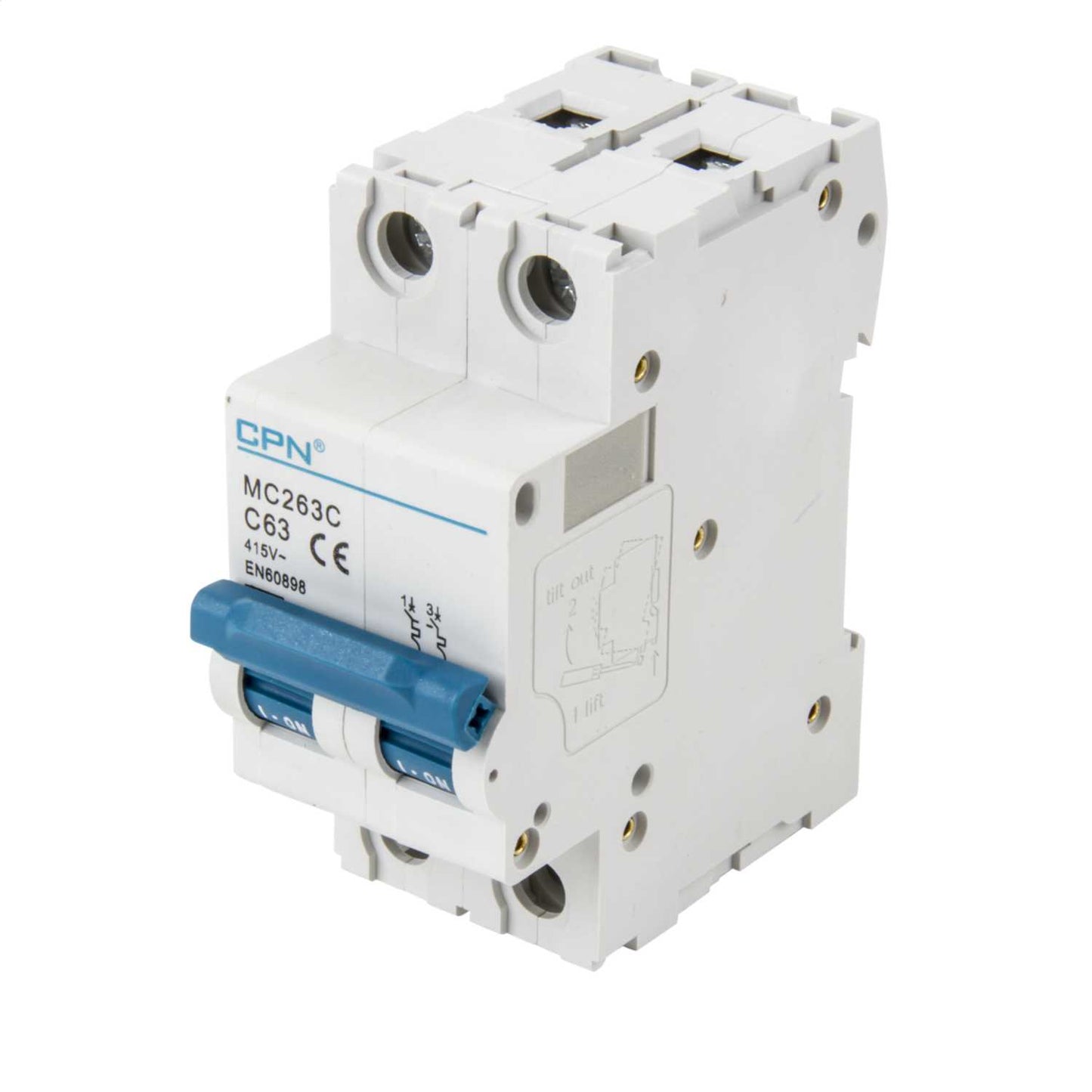 Cudis MC 63A Double Pole 6kA C Curve MCB