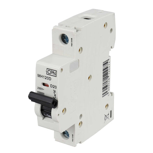 Cudis 20A Single Pole 10kA D Curve MCB