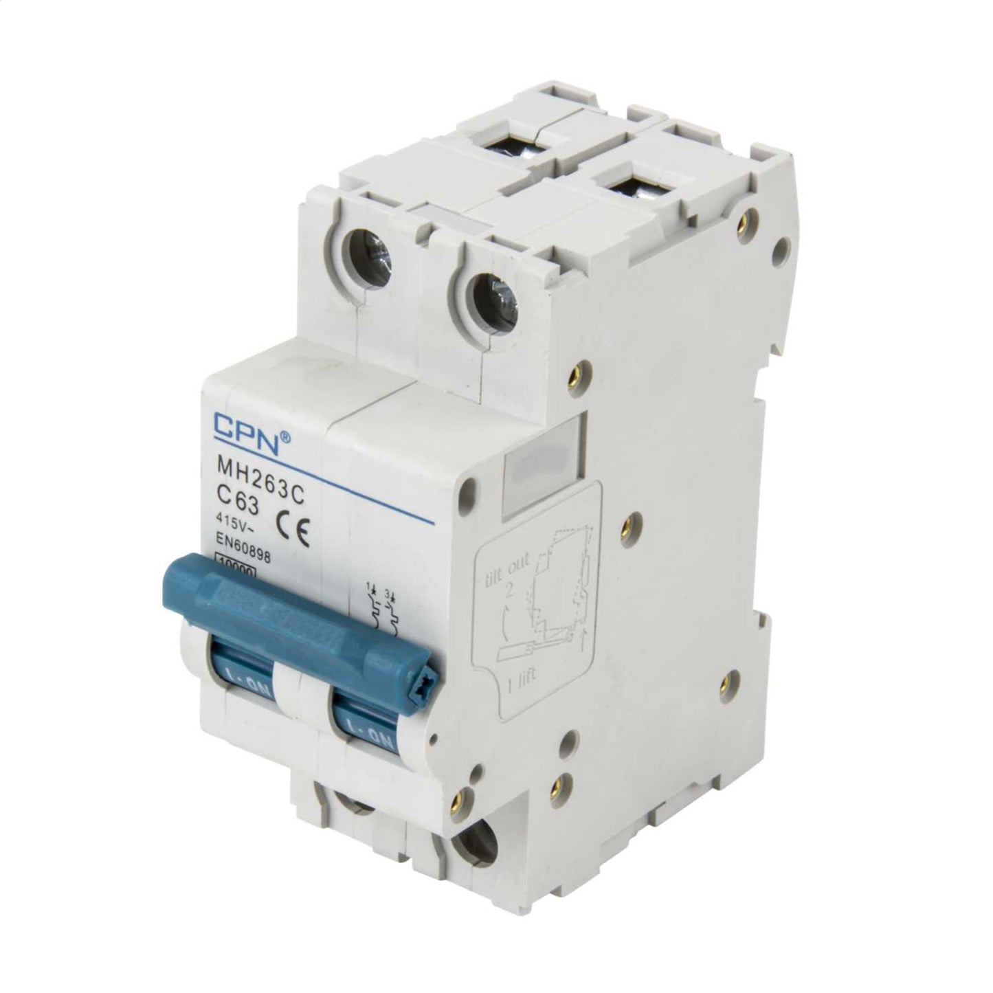 Cudis 63A Double Pole 10kA C Curve MCB