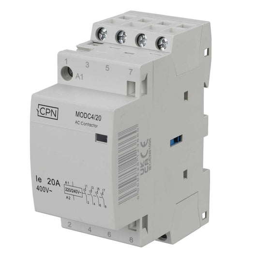 Cudis 20A 4 Pole 4 Module Contactor 4 NO Contacts
