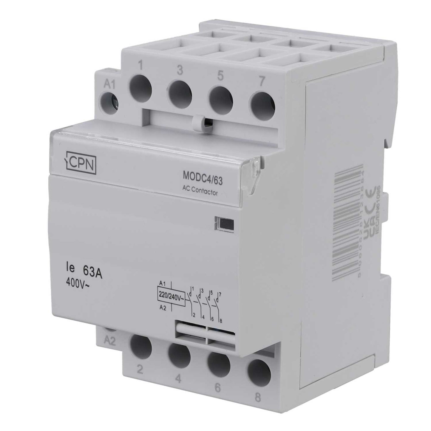 Cudis 63A 24kW 4 Pole 3 Module Contactor 4 NO Contacts
