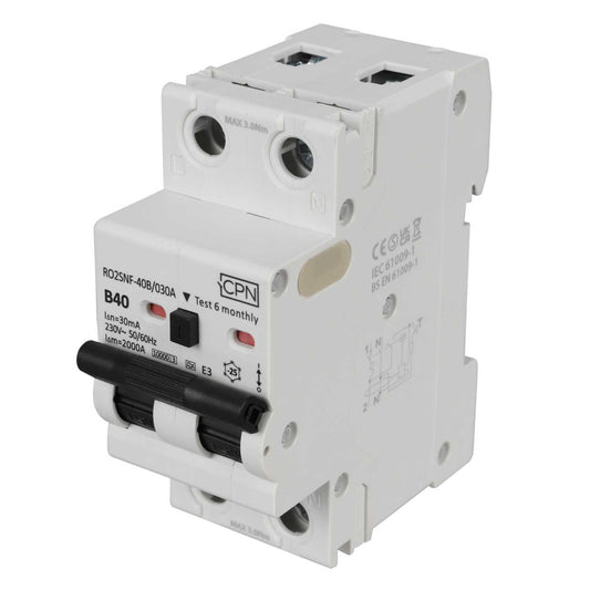 Cudis RO2SNF 40A Double Pole 2 Module Bidirectional B Curve 10kA 30mA Type A Rcbo
