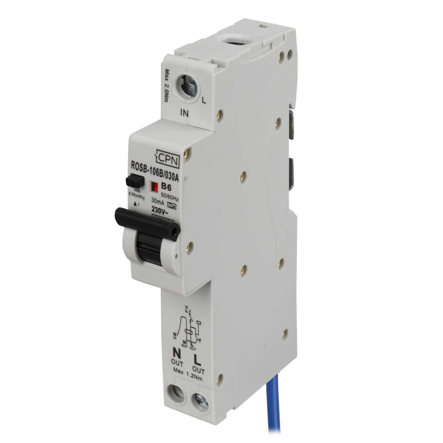 Cudis Rosb 6A 1P+N 1 Module B Curve 10kA 30mA Type A Rcbo