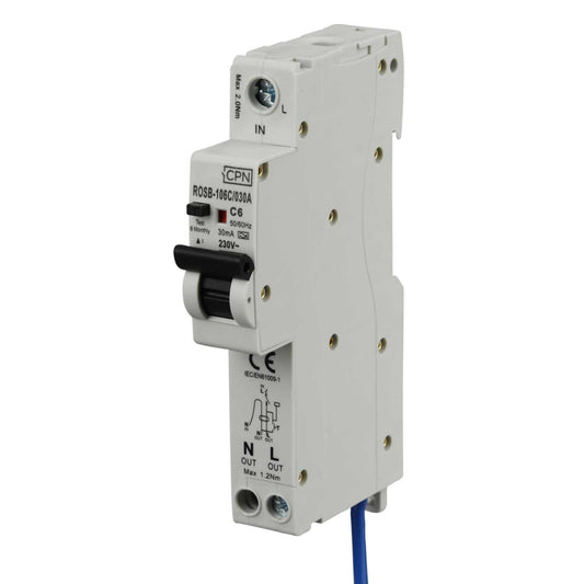 Cudis Rosb 6A 1P+N 1 Module C Curve 10kA 30mA Type A Rcbo