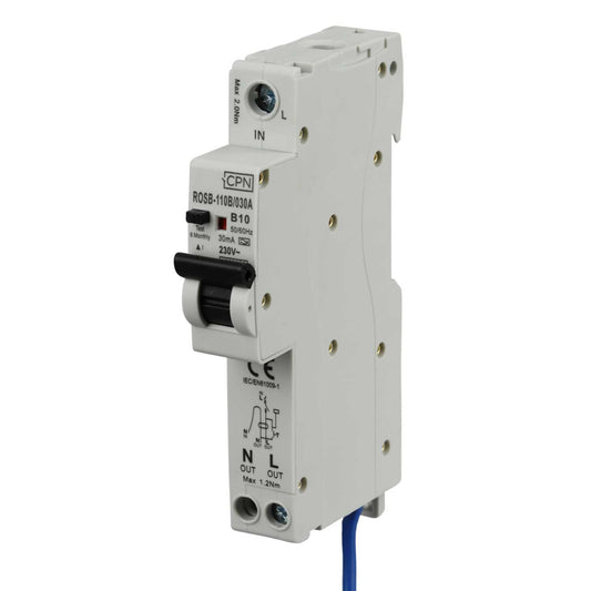 Cudis Rosb 10A 1P+N 1 Module B Curve 10kA 30mA Type A Rcbo