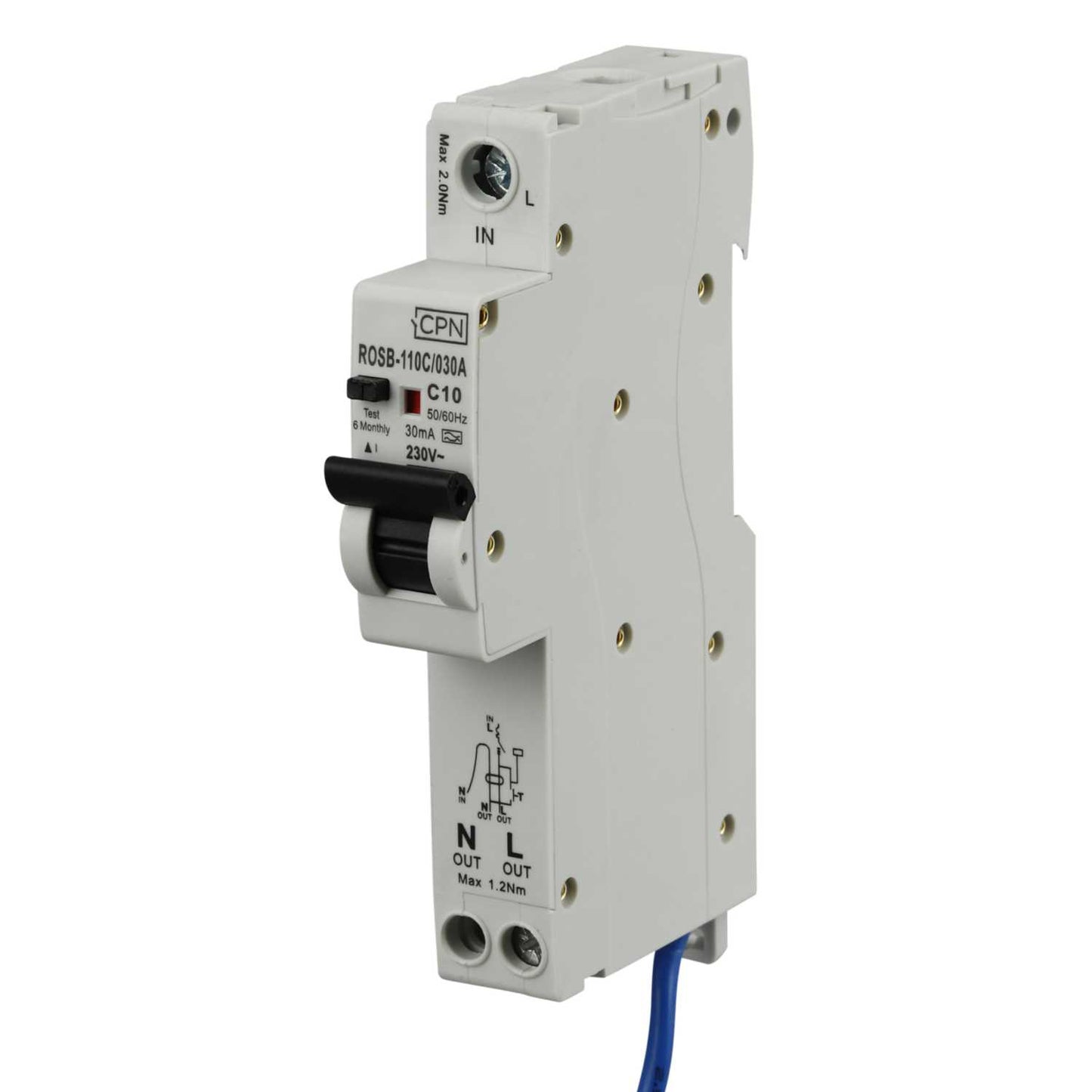 Cudis Rosb 10A 1P+N 1 Module C Curve 10kA 30mA Type A Rcbo