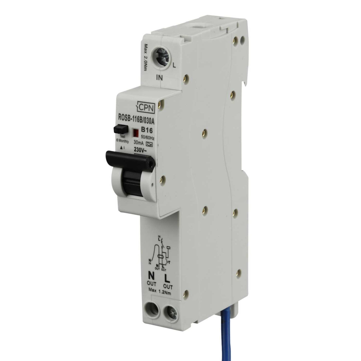 Cudis Rosb 16A 1P+N 1 Module B Curve 10kA 30mA Type A Rcbo