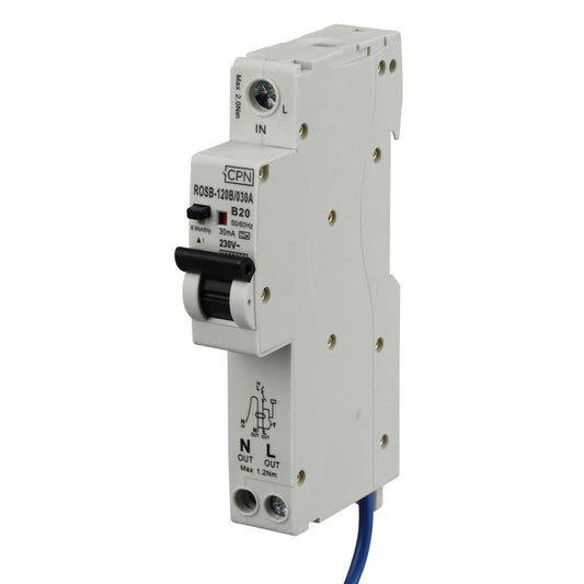 Cudis Rosb 20A 1P+N 1 Module B Curve 10kA 30mA Type A Rcbo