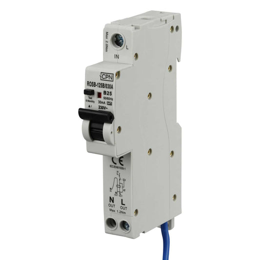 Cudis Rosb 25A 1P+N 1 Module B Curve 10kA 30mA Type A Rcbo
