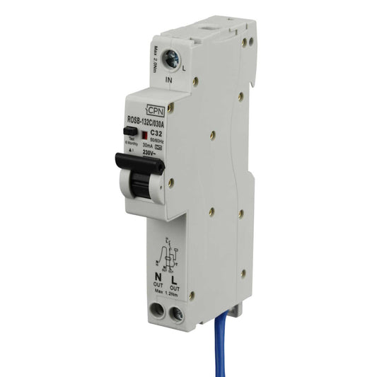 Cudis Rosb 32A 1P+N 1 Module C Curve 10kA 30mA Type A Rcbo