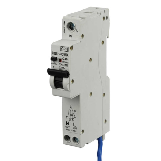 Cudis Rosb 40A 1P+N 1 Module C Curve 10kA 30mA Type A Rcbo