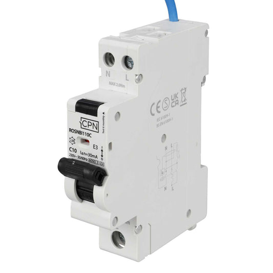 Cudis Rosnbi 10A 1P+N 1 Module Bidirectional C Curve 6kA 30mA Type A Rcbo