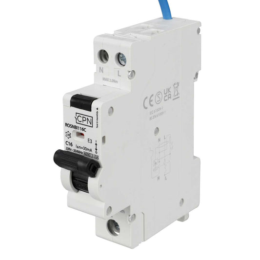 Cudis Rosnbi 16A 1P+N 1 Module Bidirectional C Curve 6kA 30mA Type A Rcbo