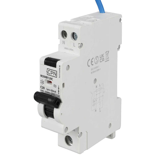 Cudis Rosnbi 20A 1P+N 1 Module Bidirectional C Curve 6kA 30mA Type A Rcbo