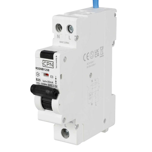 Cudis Rosnbi 25A 1P+N 1 Module Bidirectional B Curve 6kA 30mA Type A Rcbo