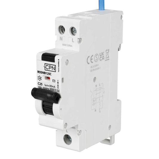 Cudis Rosnbi 25A 1P+N 1 Module Bidirectional C Curve 6kA 30mA Type A Rcbo