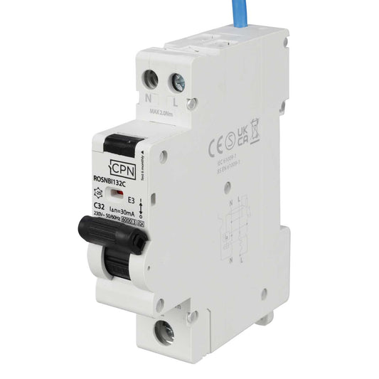 Cudis Rosnbi 32A 1P+N 1 Module Bidirectional C Curve 6kA 30mA Type A Rcbo