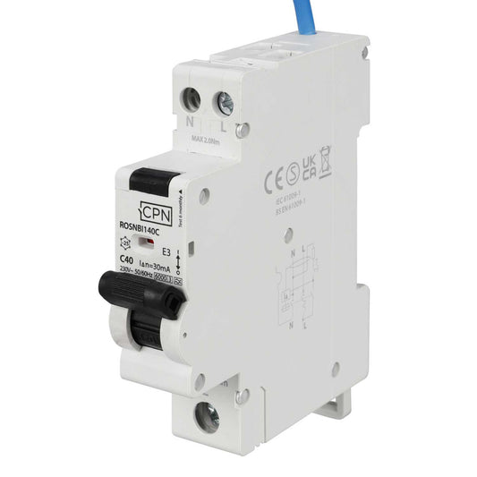 Cudis Rosnbi 40A 1P+N 1 Module Bidirectional C Curve 6kA 30mA Type A Rcbo