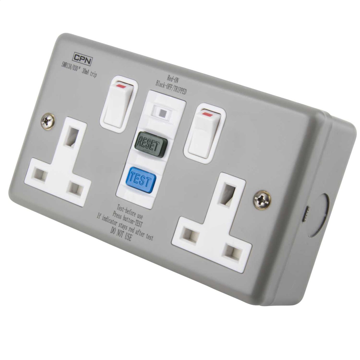 Cudis 13A 2 Gang RCD Socket Metal Clad