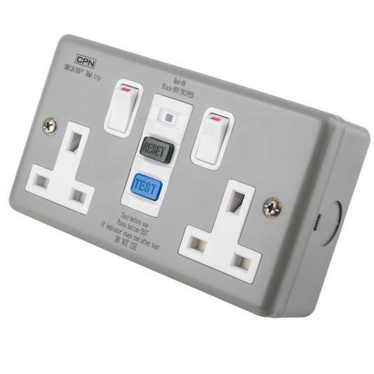 Cudis 13A 2 Gang RCD Socket Metal Clad