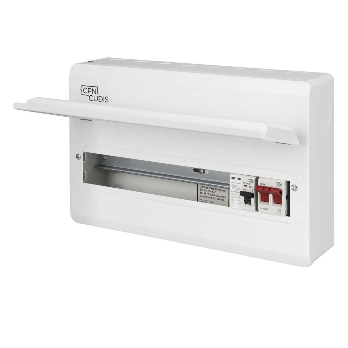 Cudis 14 Way 100A Isolator Incomer Metal Clad Consumer Unit with SPD