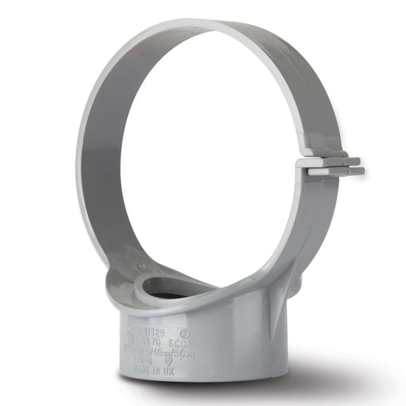 POLYPIPE STRAP BOSS OPEN SIDE FIX 110mm SG70 SG70G GREY