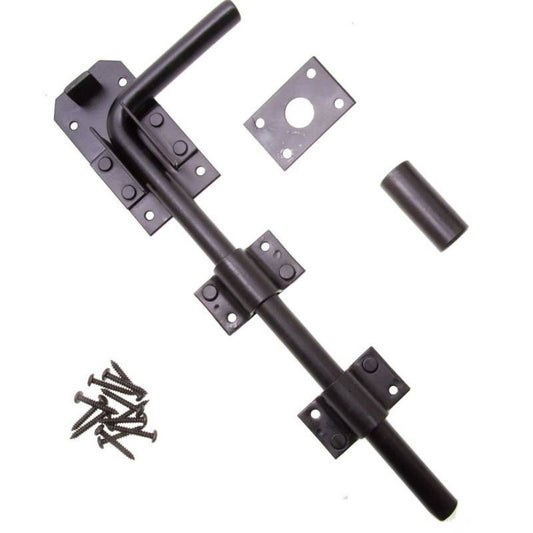 300mm 12" No 260 BLACK TRADITIONAL GARAGE DOOR DROP BOLT PREPACKED 260-PP0300BK